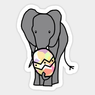 Grey Elephant Holding Big Easter Egg Sticker